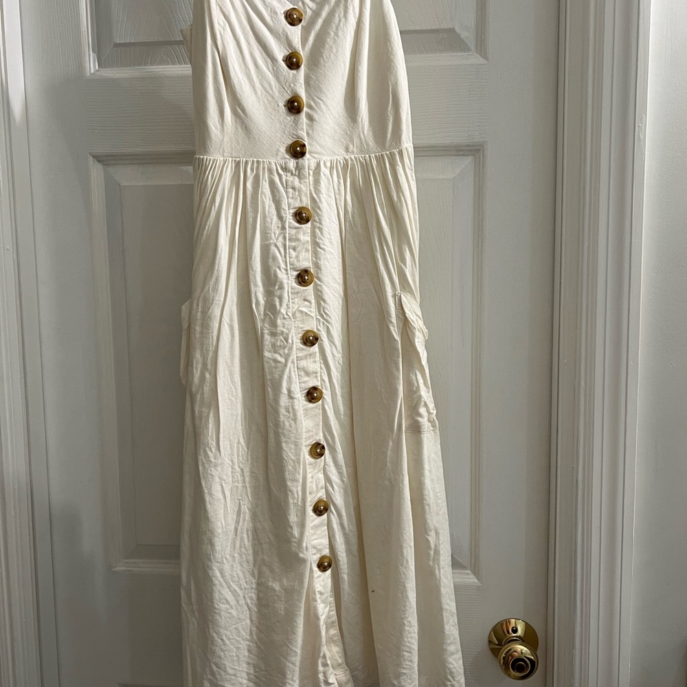 Urban Outfitters Emília White Linen Button Dress - Picture 10 of 10
